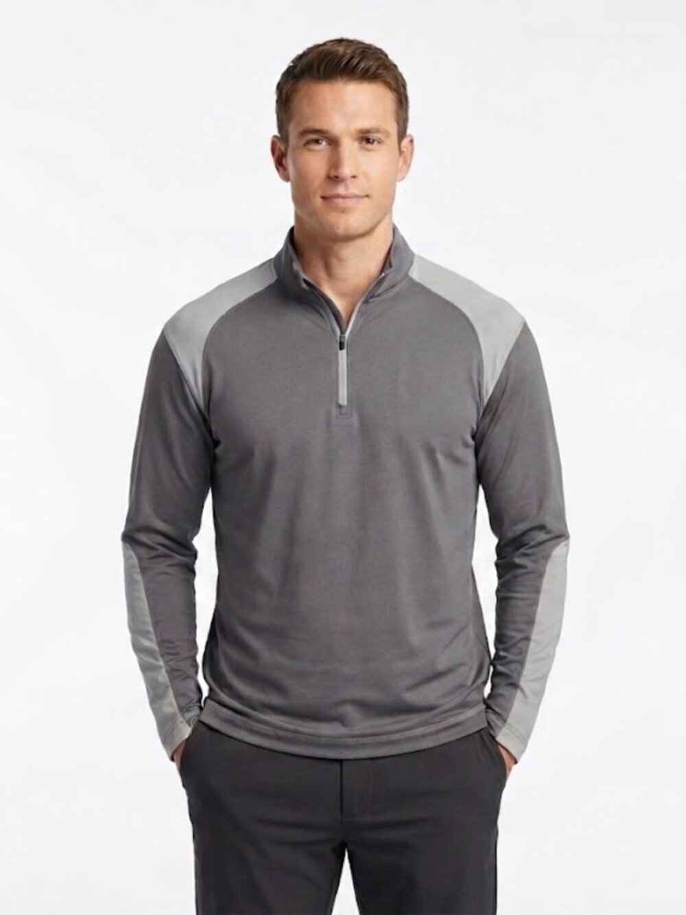 Eddie Bauer Men's Gray Two-Tone Quarter Zip Pullover Size XL